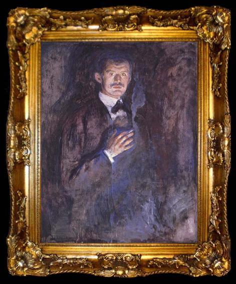 framed  Edvard Munch Self-Portrait with a Cigarette, ta009-2